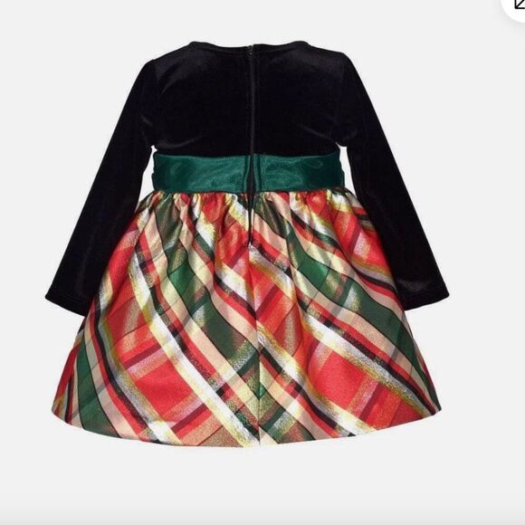 Iris and Ivy Velvet and plaid Taffeta Holiday Party Formal Dress size 3-6m  NWT - Picture 2 of 9